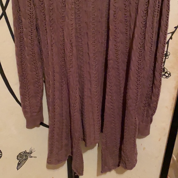 Tracy M Women’s Ruffled Roses Open Front Cardigan Sweater Chocolate Brown - Picture 11 of 16